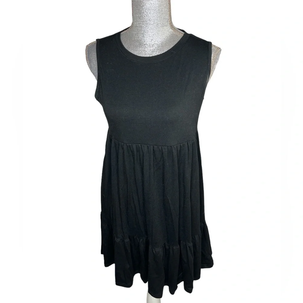 Berydress Women's Casual Boho Beach Summer Mini Dresses Crew Neck Black Medium - Picture 1 of 4